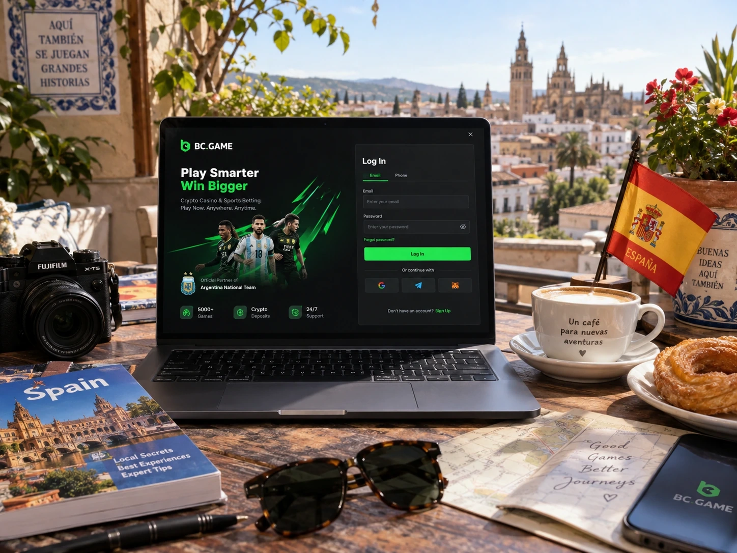 Pantalla de inicio de sesión de BC Game España