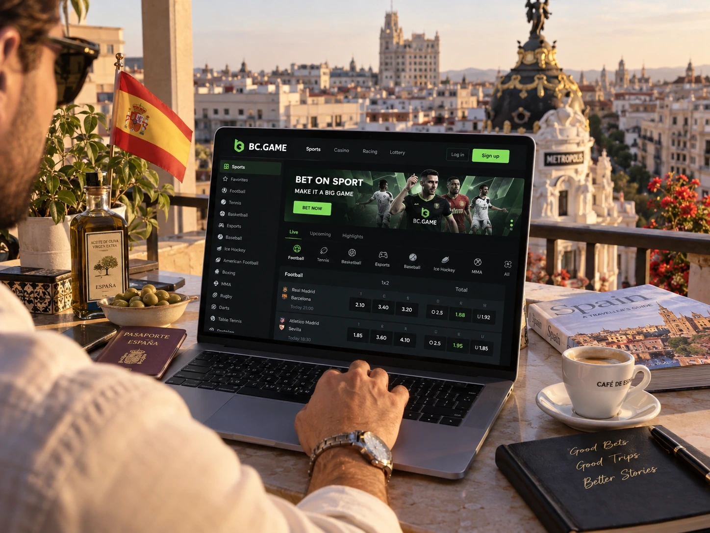Interfaz de apuestas deportivas de BC Game España
